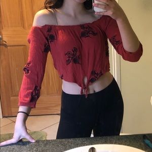 L.A Hearts Off the Shoulder Flower Printed Blouse